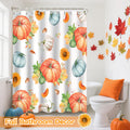 LSYDCARM Thanksgiving Fall Shower Curtain Pumpkin Maple Leaf 12 Hooks Polyester by Deal US