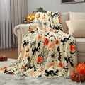 Generic Halloween Throw Blanket Witch Hat Spider Webs Cozy Flannel Multicolor by Deal US