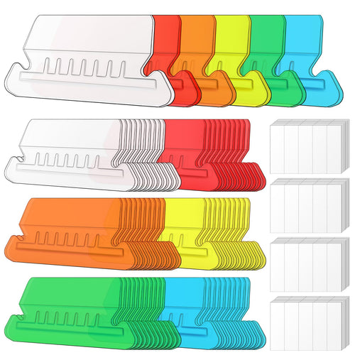 Tecreddy Hanging File Folder Tabs 60 Sets Multicolor 2" Clear Plastic Labels by Deal US