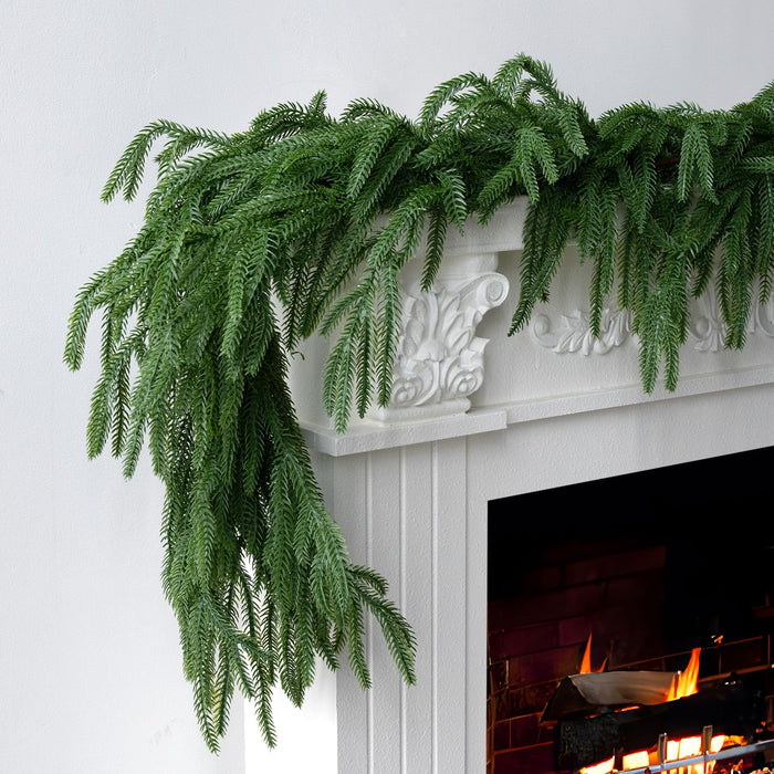 Gixie Home 2Pcs 6Ft Artificial Norfolk Pine Garland Green Plastic by Deal US