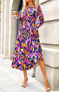 KIRUNDO Womens Long Sleeve Boho Floral Midi Dress Blue Purple Size M by Deal US