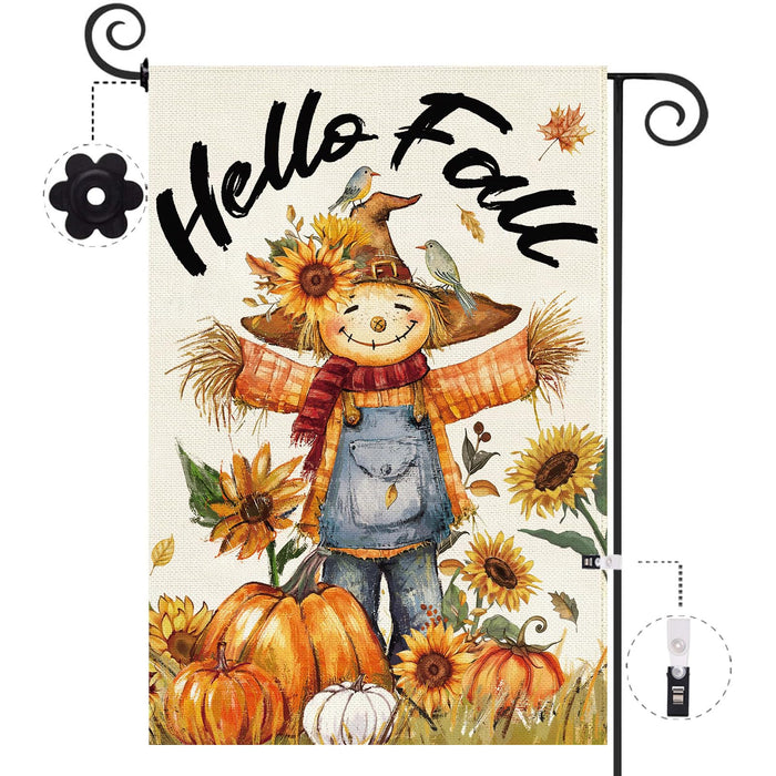 Baccessor Fall Thanksgiving Scarecrow Garden Flag 12.5x18 Inch Burlap by Deal US