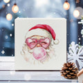 XUNLURY Santa Wooden Box Sign Pink Christmas Decor 5x5 Inch by Deal US