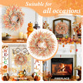 OEOPIUR Fall Wreath Front Door Decor Large Orange Autumn Leaves Indoor Outdoor by Deal US