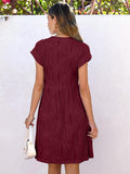 ANRABESS Womens Summer V Neck Cap Sleeve Tunic Dress Wine Red Size L by Deal US