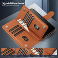 RFID Blocking Leather Folio Wallet Case for iPhone 17 Pro 6.3" Light Brown by Merch Section