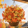 RICHMYC Artificial Fall Flowers 12 Bundles Orange Yellow Eucalyptus 13.8IN by Deal US