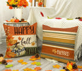 4TH Emotion Fall Pillow Covers 18x18 White Pumpkin Check Set of 4 by Deal US