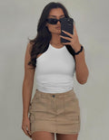 OLCHEE Womens 2PK High Neck Seamless Tank Tops White Brown Size L by Deal US