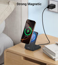Charging Stand, Magnetic 15W Fast Charging Station Mag-Safe Travel Lightweight C