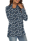 GOUCEHN Women Turtleneck Sweater Pullover Lightweight Blue-White Flo Size XL by Deal US