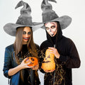JenPen 2 Pcs Large Halloween Witch Hat Women Velvet Ruched Wide Gray One Size by Deal US