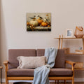 Pugwak Vintage Fall Pumpkin Bird Wall Art Canvas Print 11x14 Inch Landscape by Deal US