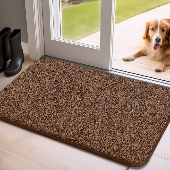 Mibao Front Door Mat Non-Slip Waterproof TPR Backing 31.5x47 Dark Brown by Deal US