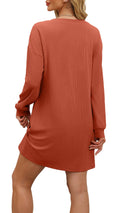WIHOLL Fall Long Sleeve Mini Dress with Pockets Caramel Size L by Deal US