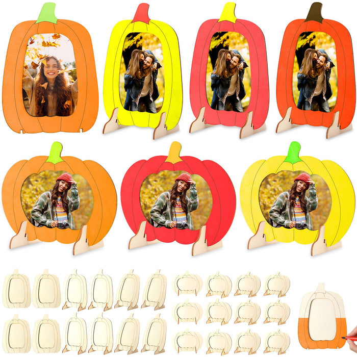 Geelin 24 Pack Wooden Pumpkin Picture Frame DIY Crafts 5.5x7.48 inches by Deal US
