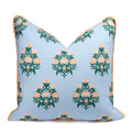 TIDEVERA Throw Pillow Cover Water Repellent Baby Blue Orange Floral 18x18 by Deal US