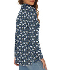 GOUCEHN Women Turtleneck Sweater Pullover Lightweight Blue-White Flo Size XL by Deal US
