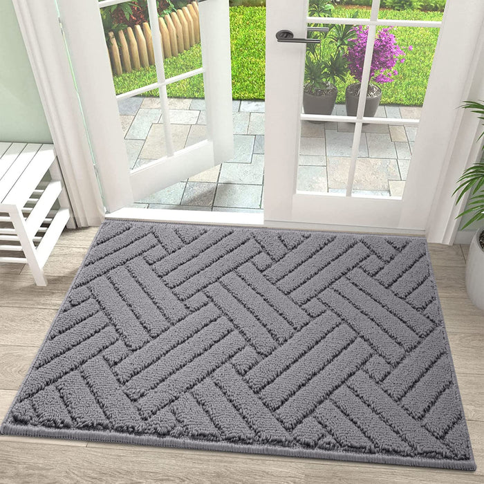 JEEDOVIA Indoor Door Mat Non-Slip Rubber Backing Grey 20x31.5 by Deal US