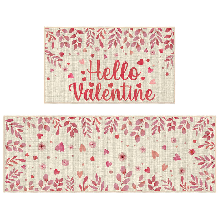 Pickmesh Valentine Kitchen Mats 2 Pc Non-Slip Love Heart Pink 17x29 & 17x47 by Deal US