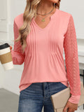 ANRABESS Women V Neck Pleated Tunic Top Long Sleeve Blouse Coral Pink Size XL by Deal US