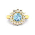 Genuine Diamond and Aquamarine Halo Ring by Fine Color Jewels