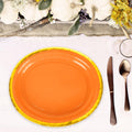 JarThenaAMCS 40Pcs Fall Oval Paper Plates Orange Gold Foil 9x7.7in by Deal US