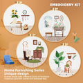 4 Pack Beginner Embroidery Kits DIY Starter Kit w Hoop Threads Tools by Deal US