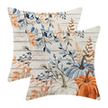 Yxuiyal Fall Pillow Covers 18x18 Set of 2 Blue Orange Pumpkin Leaves by Deal US