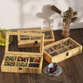 Fllamo Rattan Storage Box with Lid 6 Compartments Brown 11.8x7.8x3in by Deal US