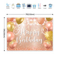 Riyidecor Happy Birthday Backdrop Champagne Pink Gold Balloons 7x5ft Polyester by Deal US