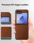 PU Leather Flip Case for Samsung Galaxy Z Flip 6 & Z Flip 7 FE Brown by Merch Section