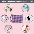 luixd Cosmetic Makeup Bag Travel Pouch Organizer Black Purple Checkerboard by Deal US