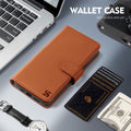 RFID Blocking Leather Folio Wallet Case for iPhone 17 Pro 6.3" Light Brown by Merch Section