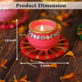 4OUR FAITH Matki Wax Filled Diya Set Handpainted Terracotta 6 Pc Multicolor by Deal US