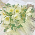 NoriStyle Silk White Artificial Poppy Flowers 6 Pcs Long Stems Indoor Decor by Deal US