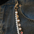 Wallet Belt Pants Chains for Men Women Pearl Rhinestone Flower Punk Jeans Pocket Key Chain Accessories Fashion Jewelry Gift (Gold-1)