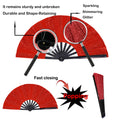 GeGeYa Large Folding Hand Fan Red Glitter for Dance Party Outdoor Decor by Deal US