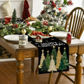 Artoid Mode Xmas Trees Snowflakes Table Runner Black 13x36 Inch by Deal US
