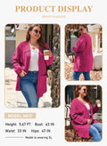 Eytino Womens Plus Size Casual Open Front Long Sleeve Red Dahlia Size 2XL by Deal US