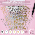 Kikonoke 12 Sheets Laser Butterfly Nail Stickers White Silver Gold 3D Decals by Deal US