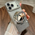 Magnetic Kickstand Glitter Case for iPhone 17 Pro 6.3" Silver Rhinestone MagSafe Compatible by Merch Section