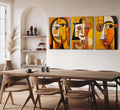 LAJDXSX 3 Pcs Abstract Portrait Canvas Wall Art Orange 12x16in Set by Deal US