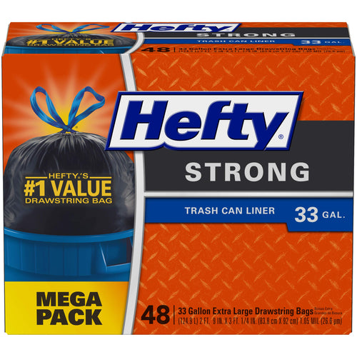 Hefty Strong Large Trash Bags 33 Gallon 48 Count Black Heavy Duty by Deal US