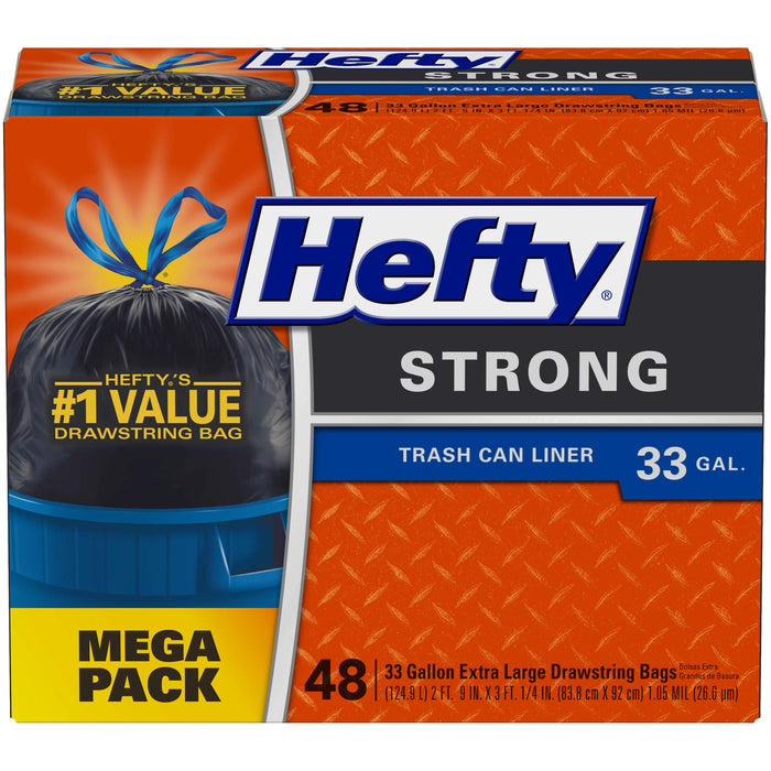 Hefty Strong Large Trash Bags 33 Gallon 48 Count Black Heavy Duty by Deal US