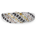 0.63 Carat Genuine Champagne Diamond, Yellow Diamond & Black Diamond .925 Sterling Silver Ring by Bids.com
