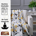 DaDa Bedding Soft Lightweight Fleece Throw Blanket, Yellow Fleur Floral Golden Orange Silver/Grey Background (XY1011) by DaDalogy Bedding Collection