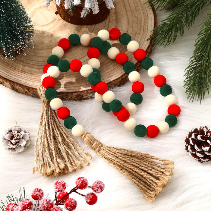 Canlierr Velvet Christmas Bead Garland 39in Neutral Flock Beads Tassels by Deal US