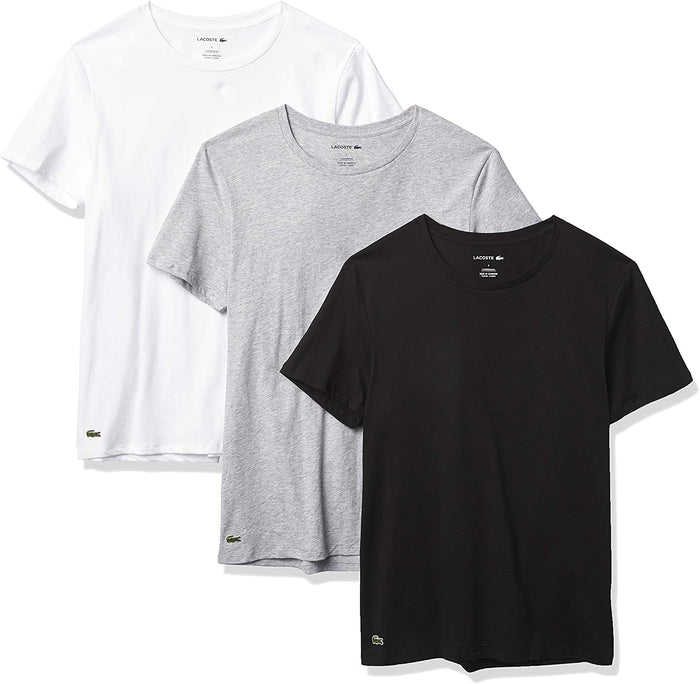 Lacoste Underwear Men's Essentials 3-Pack 100% Cotton Regular Fit Crew Neck T-Shirts by I-Max Fashions