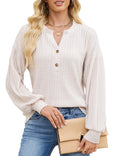 Edelqual Women's Long Sleeve Henley V Neck Sweater Blue Size L by Deal US